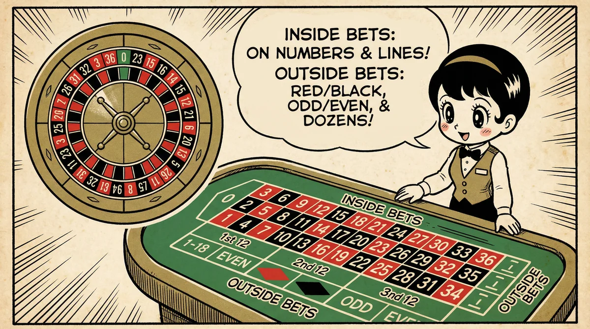 Layout da Mesa de Roleta - Tipos de Apostas